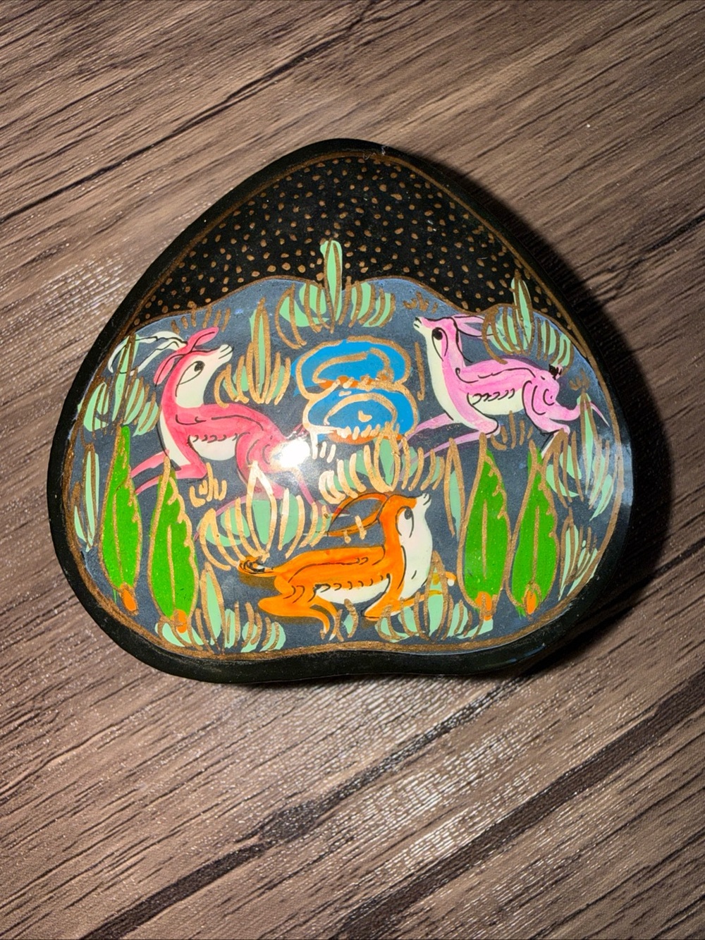 SUDHA Hand-Painted Decorative Trinket Box Colorful Motif KASHMIRI HEART ❤️